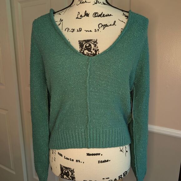 Free People Sweaters - Free People Green V-Neck Sweater